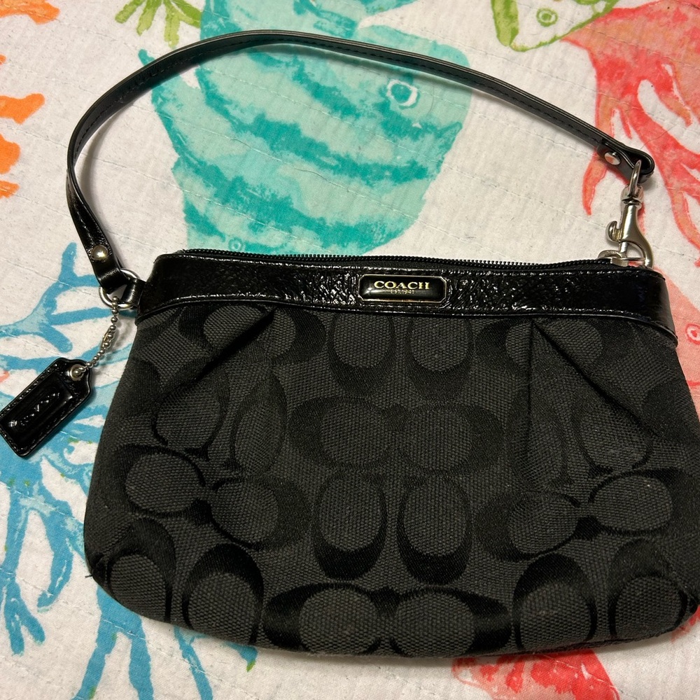 Coach Black Signature Clutch with Monogram Design